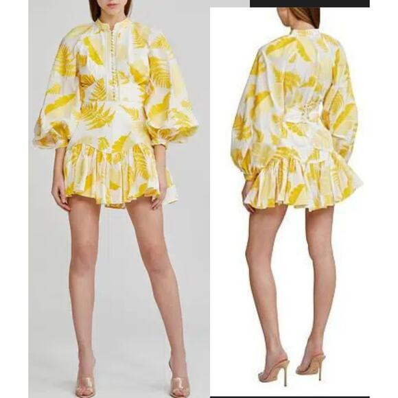 Acler Dresses & Skirts - Acler Yellow and White Bastia Golden Leaves Dress